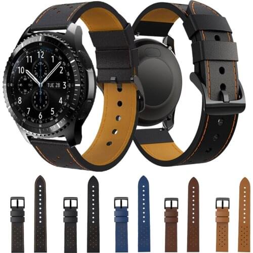 Hot 22/20mm Leather Strap For Samsung Gear S3 S2 Frontier Galaxy watch 46mm ForGarmin fenix Chronos Venu Replacement Correa