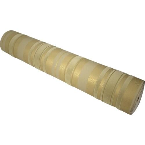 Luxury Champagne Gold Beige Velvet Flocking Vertical Stripes Wallpaper Wallcovering