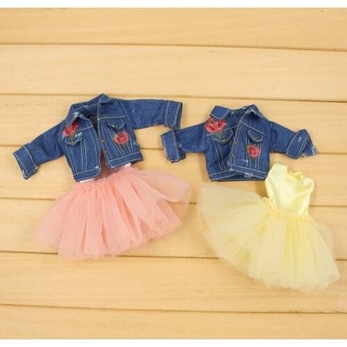 Blyth doll colthes Pink and Yellow lace Skirt with jacket for the JOINT body dressing