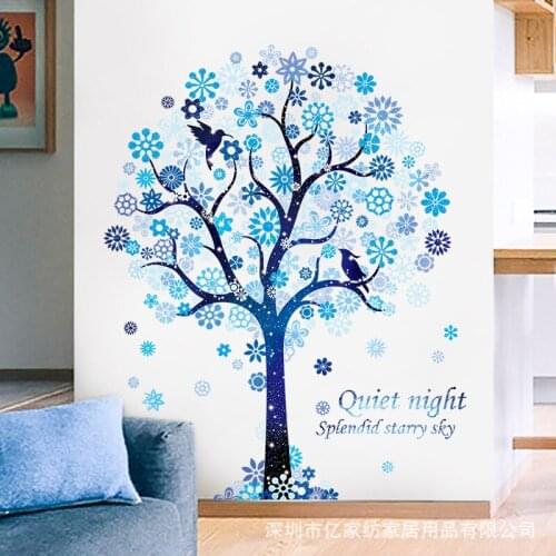 Blue Starry Tree Wall Stickers Creative Ins Wind Fo'r Room Living Room Bedroom Art Mural