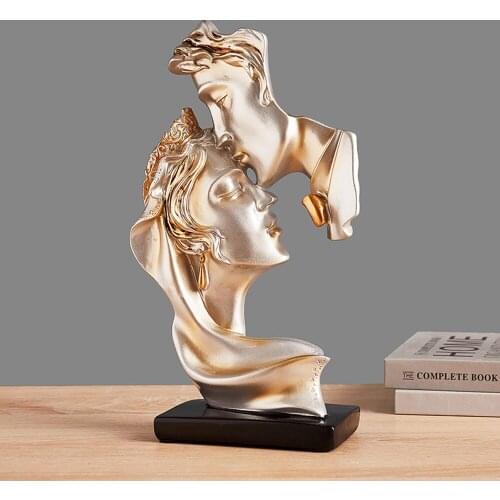 Modern abstract kiss mask statue decorart statue mask office bookcase decor study room decor bedroom decor wedding gifts anubis