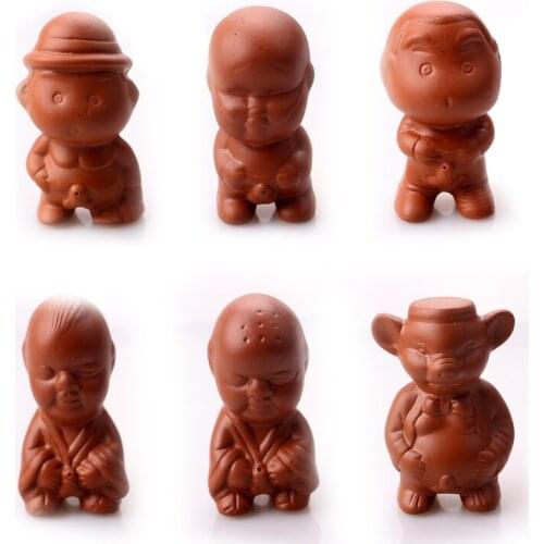 Creative Hand Crafts Lovely Boy Tea Pet jewelry Decoration Tea pet Tea ceremony to play Yixing Purple clay Tea accessories