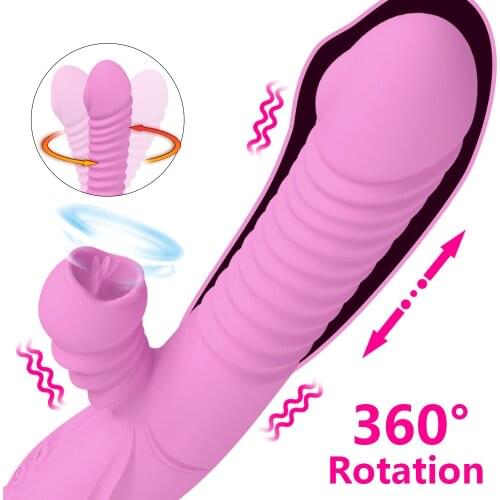 Rabbit Vibrator 12 Modes Vagina G Spot Dildo Vibrator Clitoris Stimulator Telescopic 360 Rotation Erotic Sex Toys for Women