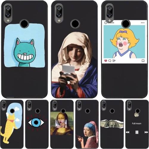 Funny Spoof Mona Lisa Dollar Black Soft Phone Case For Redmi 7 8 9 A K20 30 Pro Note 8 9 Pro 9s 10