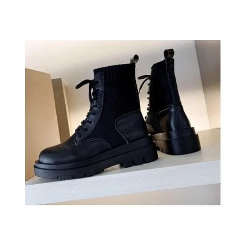 Womens Barefoot Boots Fashion knitted ankle boots with square heels