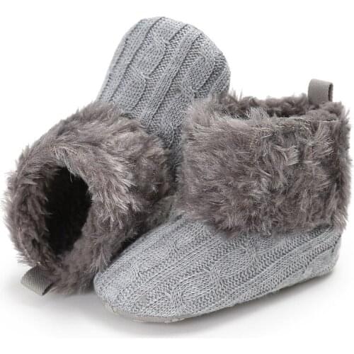Winter Warm First Walkers Baby Ankle Snow Boots Infant Crochet Knit Fleece Baby Shoes Girls Footwear Boot