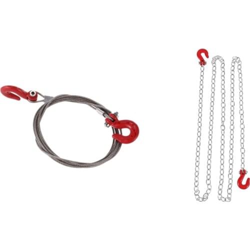 1 Pcs 1:10 RC Crawler Accessories Tow Chain & 1 Pcs 1/10 RC Car Crawler Steel Tow Rope with Hooks