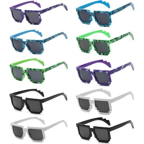 1PC Sunglasses Kids and Adults Cosplay Action Game Toy Minecrafter Glasses Pixel Mosaic Sunglasses Thug Fashion Life Sunglasses