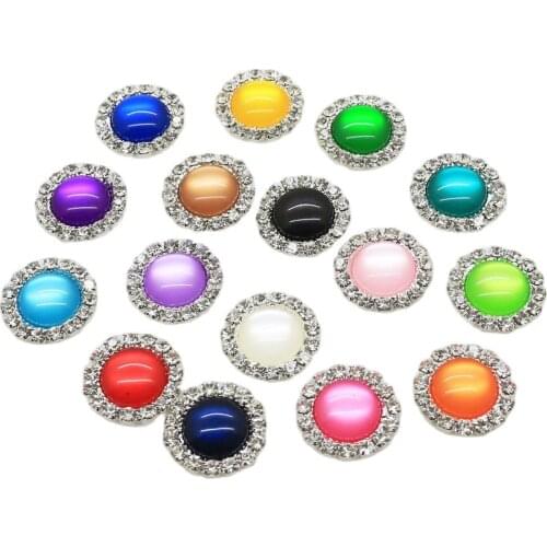 European And American Style Silver 10Pcs / Lot16MM Resin Rhinestone Button Process Webbing Decorative Buckle Flat Button