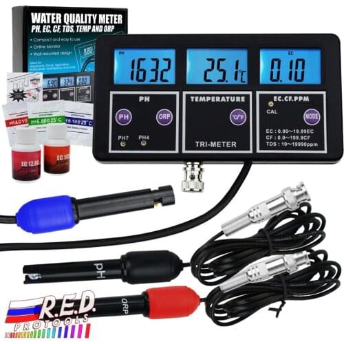6 in 1 Professional Multi-parameter pH/ORP/EC/CF/TDS PPM/ Temperature Combo Testing Meter Digital Multi-function Water Tester