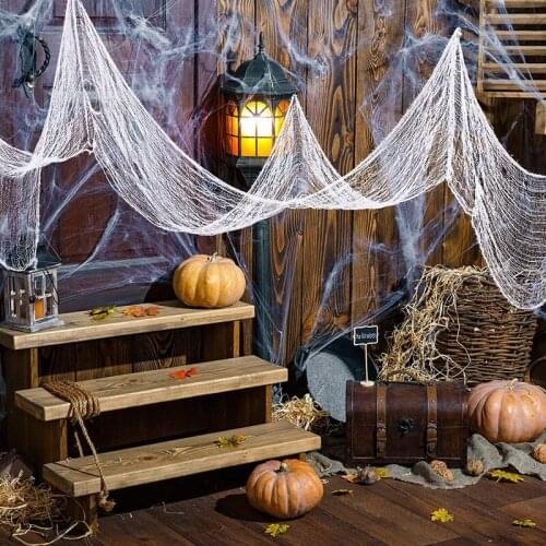 76x400cm Halloween Spider Web Black Creepy Cloth Party Hanging Decor Doorways Windows Gauze Spooky Outdoor Yard
