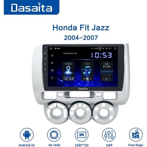 Dasaita 10.2" Car Radio 2 Din Multimedia Radio Player Android 10.0 Auto Stereo GPS MAP for Honda Fit Jazz 2004 2005 2006 2007