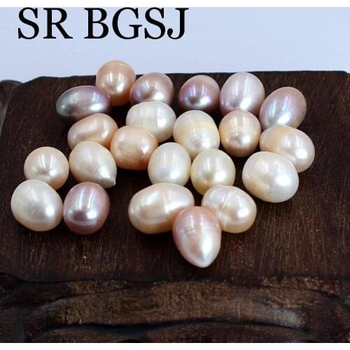 Free Shipping 10x12mm 10pcs AA Rice Mixed Colors No Hole Undrilled Natural Freshwater Pearl Handwork DIY Loose Beads
