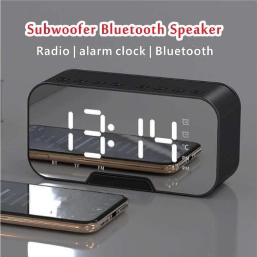 Led Alarm Clock Digital Desktop Table Clock With Wireless Subwoofer Bluetooth Speaker Tf Play Thermometer FM Radio Music Player