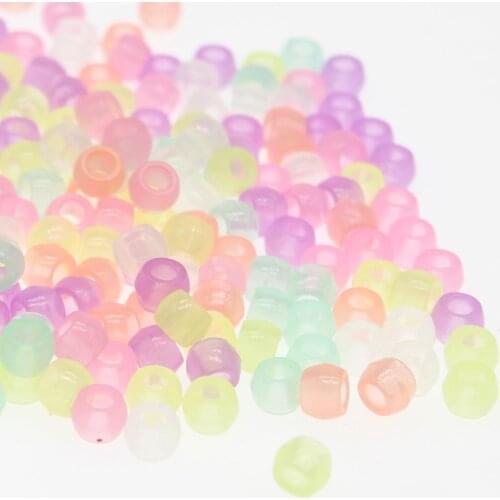 CHONGAI 500Pcs 6x8mm Barrel beads acrylic mixed Glow colors Kids educational wear beads gift Jewelry Making