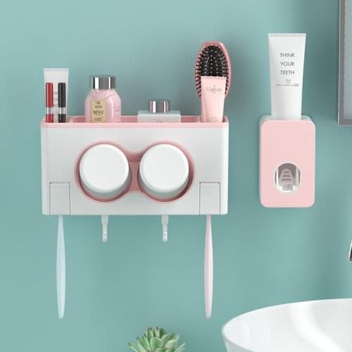Household Wall-mounted Suction Toothpaste Automatic Milking Device Creative Couple Toothbrush Holder Bathroom Decoration