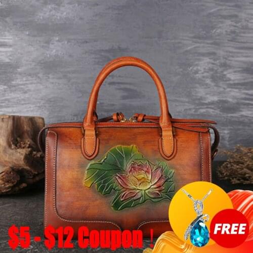 CGA Handbags Bags For Women Genuine Leather Designer Luxury 2021 New Handmade Embossing Retro Shoulder & Crossbody Bags Tote Bag