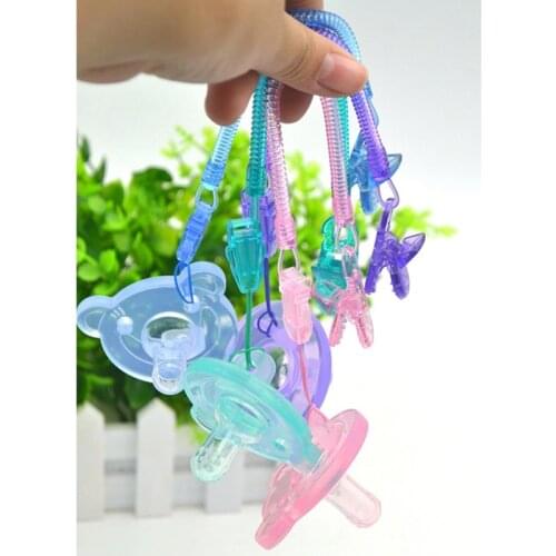 Baby Infant Toddler Dummy Pacifier Spring Soother Nipple Clip Chain Holder Strap