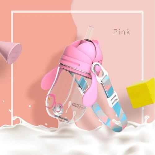 Childrens Student Strap Learning Cup Handle Strap Dual-Use Dual-Use Baby Straw Cup Penguin Cartoon Cup Baby Feeding Supplies