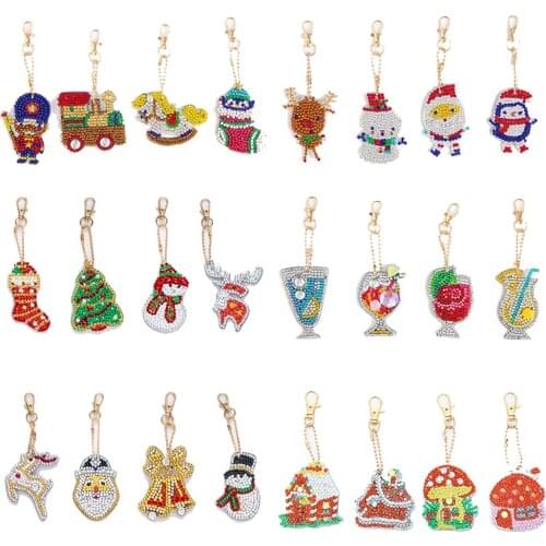 DIY Keychain Keyring Diamond Painting 5d Diamond Mosaic Embroidery Cross Stitch Bag Pendant Christmas Gift Home Decoration