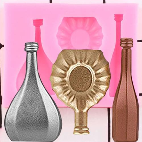 European Wine Bottle Glass Silicone Molds Cupcake Fondant Cake Decorating Tools Gumpaste Chocolate Candy Resin Moulds