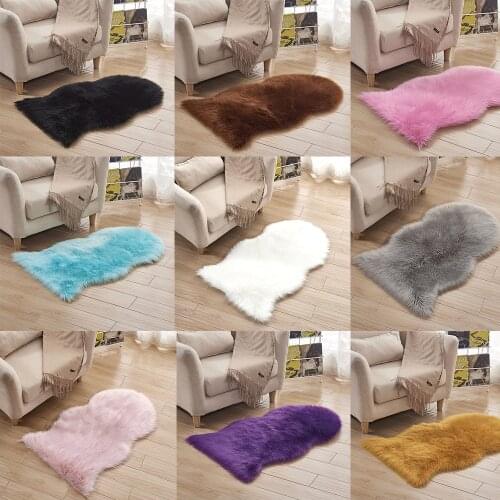 Fur Artificial Sheepskin Hairy Carpet Plain Rugs Fluffy Area Rugs Washable Faux Mat For Bedroom Living Room Skin Fur
