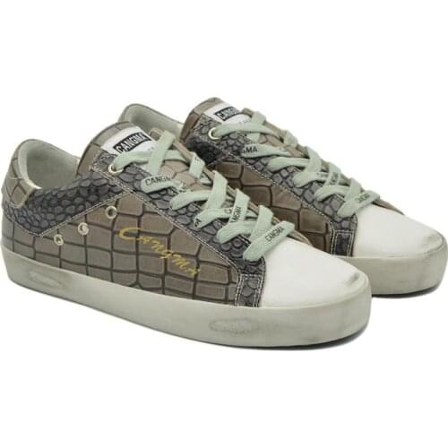 CANGMA Luxury Brand Original Designer Sneakers Women Shoes Low Top Genuine Leather Casual Shoes Womans Khaki Flats Female