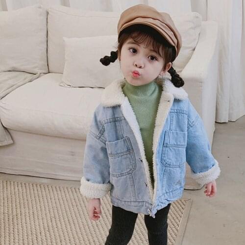 1 2 3 4 5 Y Toddler Girls Coats Korean Fashion Autumn Winter Thicken Denim Jackets for Girl Kids Clothing 2020 Children Jacket