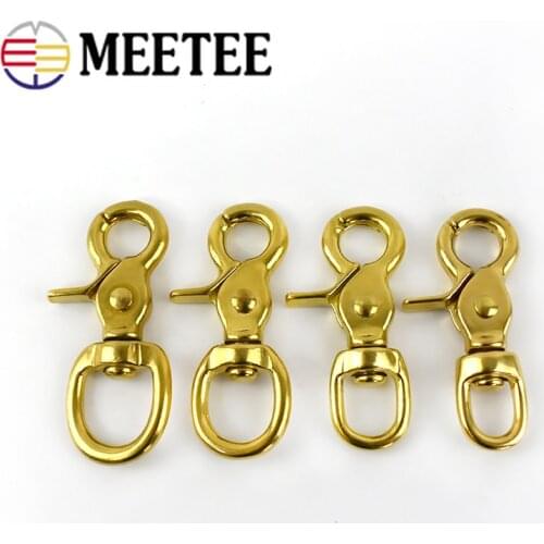 Meetee 2Pcs ID11/13/17/20mm Brass Buckle Dog Pet Collar Clap Buckles Key Chain Luggage Bags Hardware Leather Craft Accessories