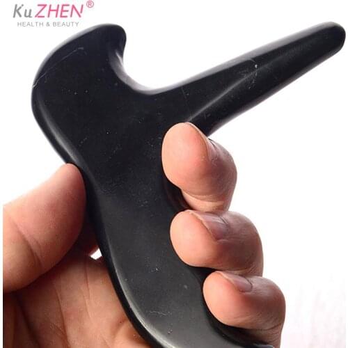 Black Natural Stone Meteorite Massage Cone Needle Reflexology Massage Tool Body Massage Foot Shoulder Back Neck Point Stick Tool