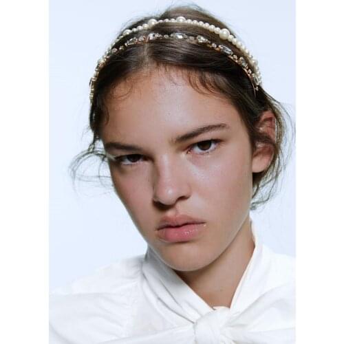 Fashion Pearl Rhinestone Metal Headbands Set Hari Hoop Silver Color Bridal Wedding Hairbands for Women Hair Jewelry Accessories