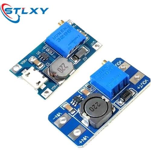 MT3608 DC-DC Adjustable Boost Module 2A Boost Plate Step Up Module with MICRO USB 2V-24V to 5V 9V 12V 28V
