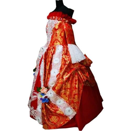 2020 New red Vintage costumes 18th Duchess Retro medieval Renaissance Reenactment Theatre Civil war Victorian dress D-390