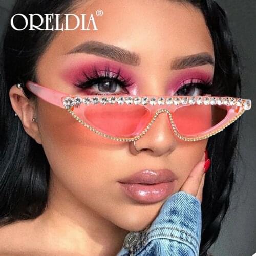 New Cat Eye Sunglasses Women Fashion Brand Designer Vintage Rhinestone Sun Glasses Pink Sexy Cateye Glasses Gafas De Ojo De Gato