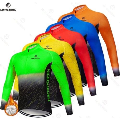 Mountain bike cycling clothing winter fleece mens cycling clothing suit mountain bike clothing racing bike long-sleeved shirt