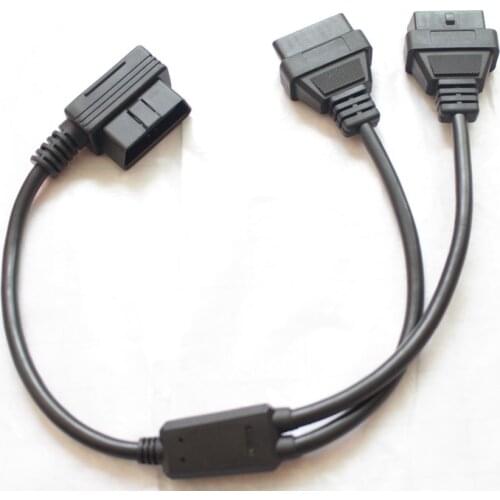 Wholesale OBD II 16 Pin OBD 2 Splitter Adapter Extension Cable Male to Dual Female Y Connector obd2 extended interface line