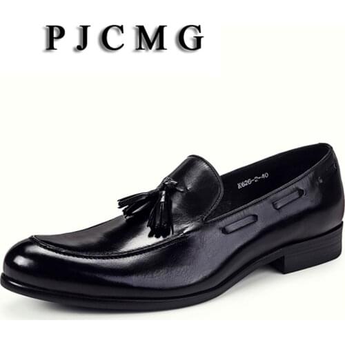 PJCMG Spring/Autumn Luxury Handmade Genuine Leather Breathable Casual Flats Oxford Wedding Driving Men Shoes With Tassel
