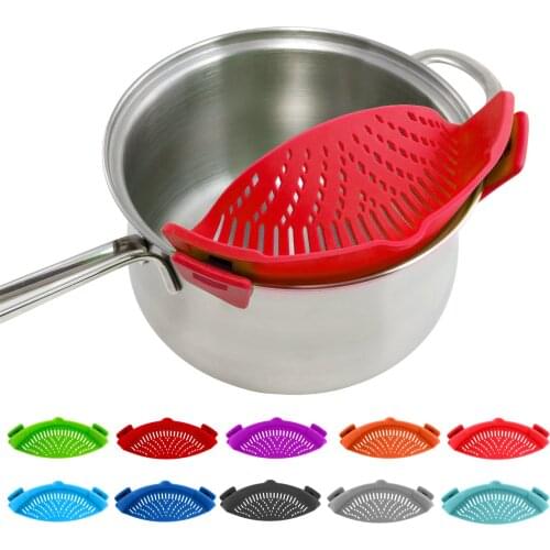 Fits All Pots Food Grade Stainless Steel Clip On Strainer Silicone Colander