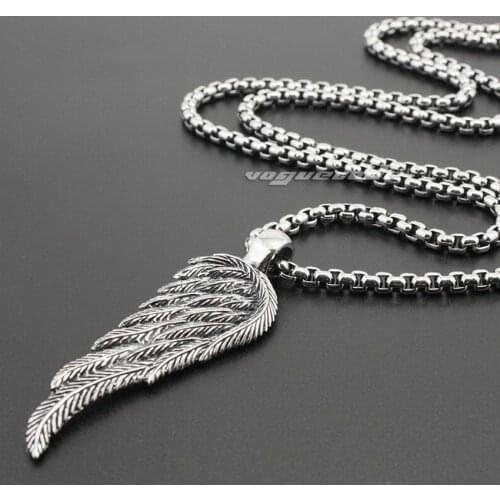 Angel Bird Wing Pendant 316L Stainless Steel Mens Biker Rock Punk Style W032 Steel Necklace 24inch
