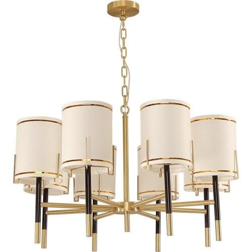 Post modern Real brass Pendant Lights glass lampshade E14 led bulb Kung Living Dinning Room home decoration 6/8 heads droplight