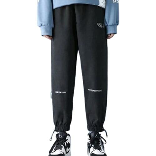 Casual Pants Mens Loose Wings Printed Drawstring Harem Pants Plus Fertilizer Crease The Trend Of Nine-Point Pants