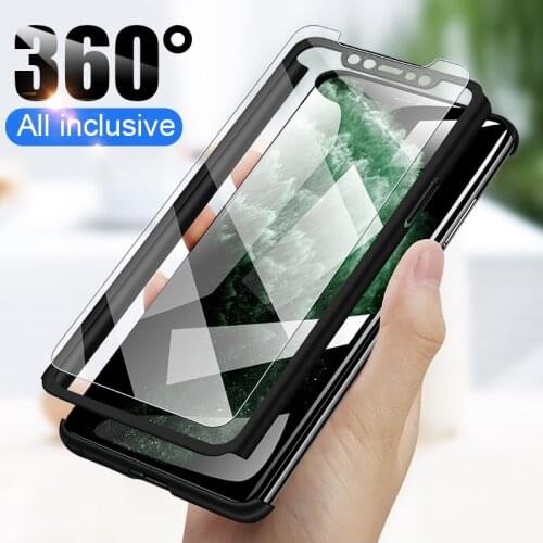 Shockproof Phone Case for iPhone 8 7 6 6S Plus 5 5S SE Casing 360 Full Body Cover for iPhone 11 Pro XR XS Max X Cases with Glass