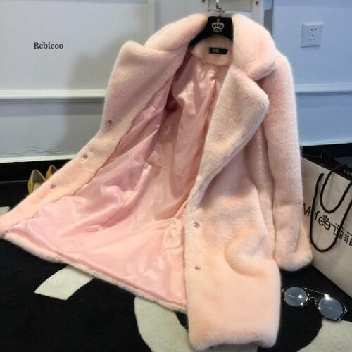 Plus Size Thick Office Lady Milk Plush Fur Coat Female Long Coat Winter Fur Jackets Women Warm Faux Fur Winter Coat