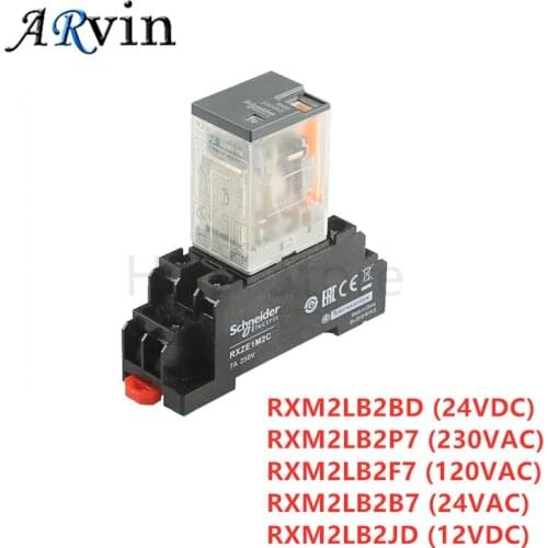 5PCS Relay RXM2LB2BD RXM2LB2P7 RXM2LB2F7 RXZE1M2C 2CO 5A 24VDC 230VAC 120VAC Small Intermediate Relay