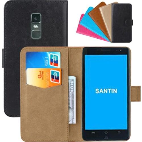 Luxury Wallet Case For SANTIN JS PU Leather Retro Flip Cover Magnetic Fashion Cases Strap