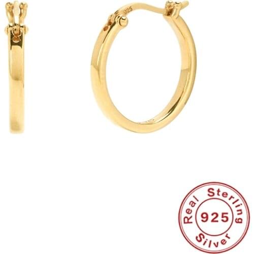 CANNER 925 Sterling Silver Hoop Eearrings For Women Ins Style Simple Smooth Shiny Round Piercing Earring Jewelry pendientes