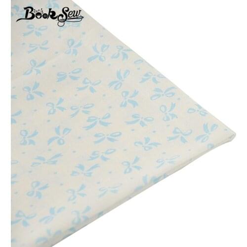 Booksew 100% Cotton Plain Fabric Blue Bowknot Design Sewing Cloth Quilting Home Decoration Crafts Doll DIY Patchwork Tecido CM