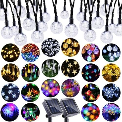 5m Halloween Christmas Snow Star LED Outdoor Solar Lamp String Lights Festival Bar Home Decor Xmas Tree Wedding Party Ornament