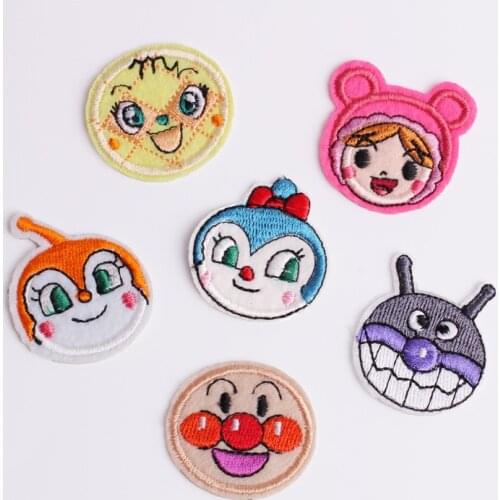 Iron on Cartoon Doll Patches for Clothing Stripes Embroidered Patches Cute Doll Badge Stickers on Clothes for Kids DIY Appliques