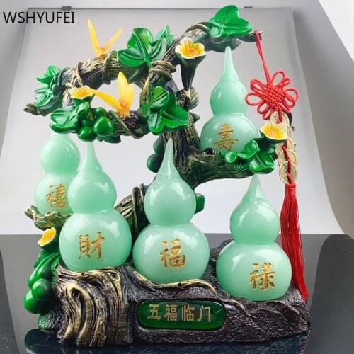 Home Living Room Wine Cabinet Resin Ornaments Office Desktop Gourd Lucky Money Decoration Shop Opening Auspicious Crafts